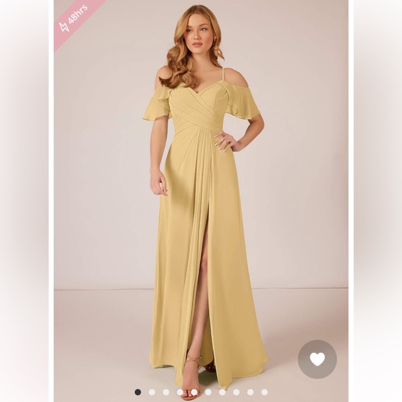 Gold colored Azazie gown, New - Picture 2 of 6
